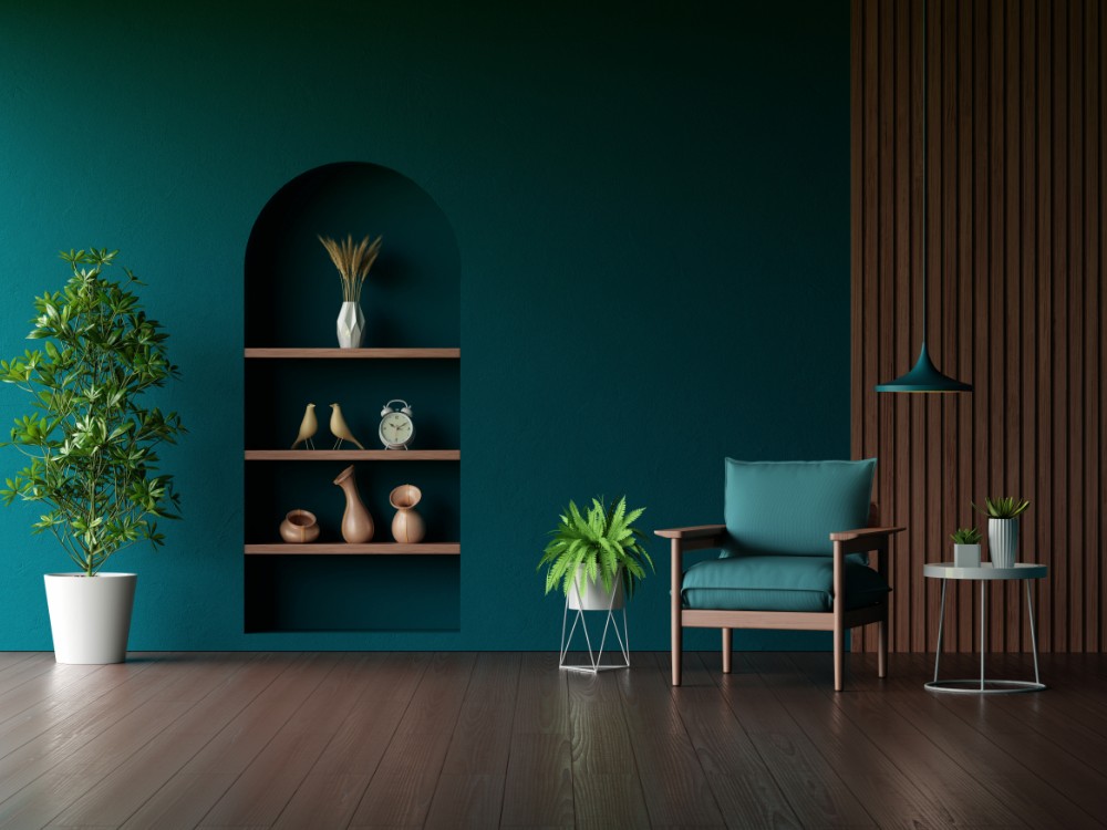 Armchair Green Living Room With Copy Space